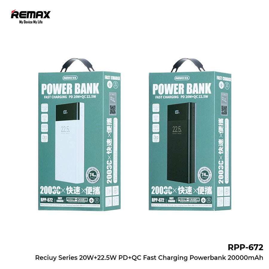 Remax Powerbank Fast Charging PD20W+QC 22.5W 20,000MAH Remax Powerbank Fast Charging PD20W+QC 22.5W 20,000MAH